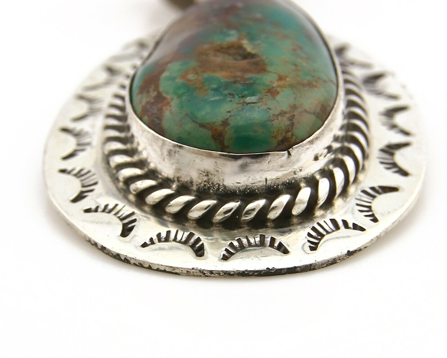 Navajo Pendant .925 Silver Royston Turquoise Signed Artist BC C.80's