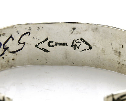 Women's Navajo Bracelet .925 Silver Handmade Cuff Signed Montoya C.1980's