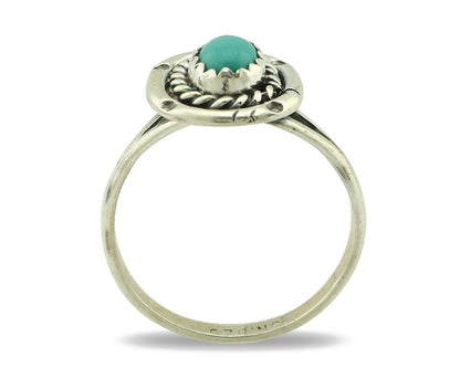 Navajo Ring .925 Silver Natural Blue Turquoise Artist Signed SN C.80's