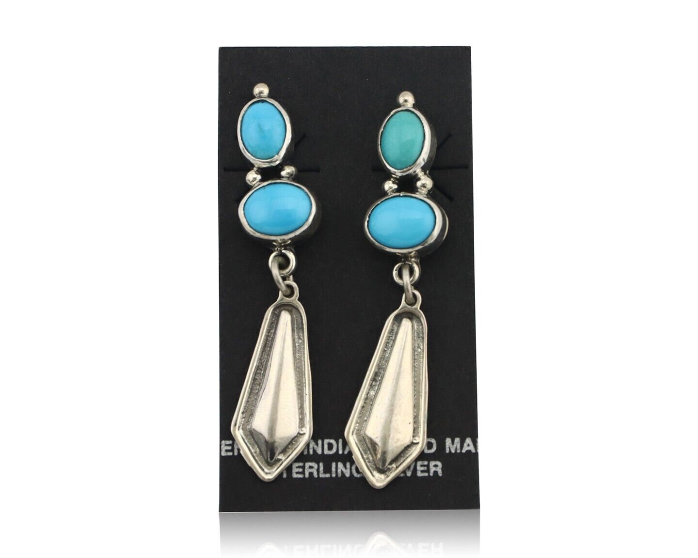 Navajo Earrings 925 Silver Natural Blue Turquoise Native American Earrings C80's