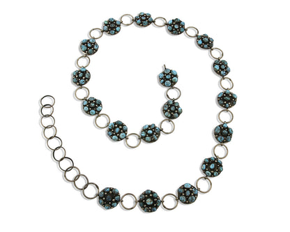 Navajo Concho Belt .925 Silver Rare Gleeson Turquoise Artist Native C. 80's