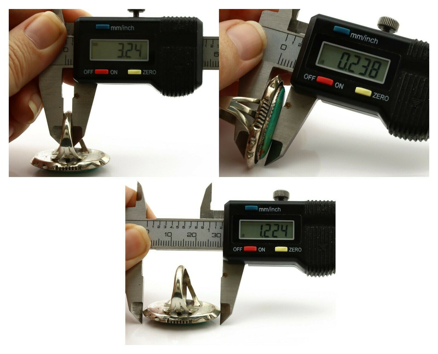 Navajo Ring .925 Silver Kingman Turquoise Artist Signed M Begay C.1980's