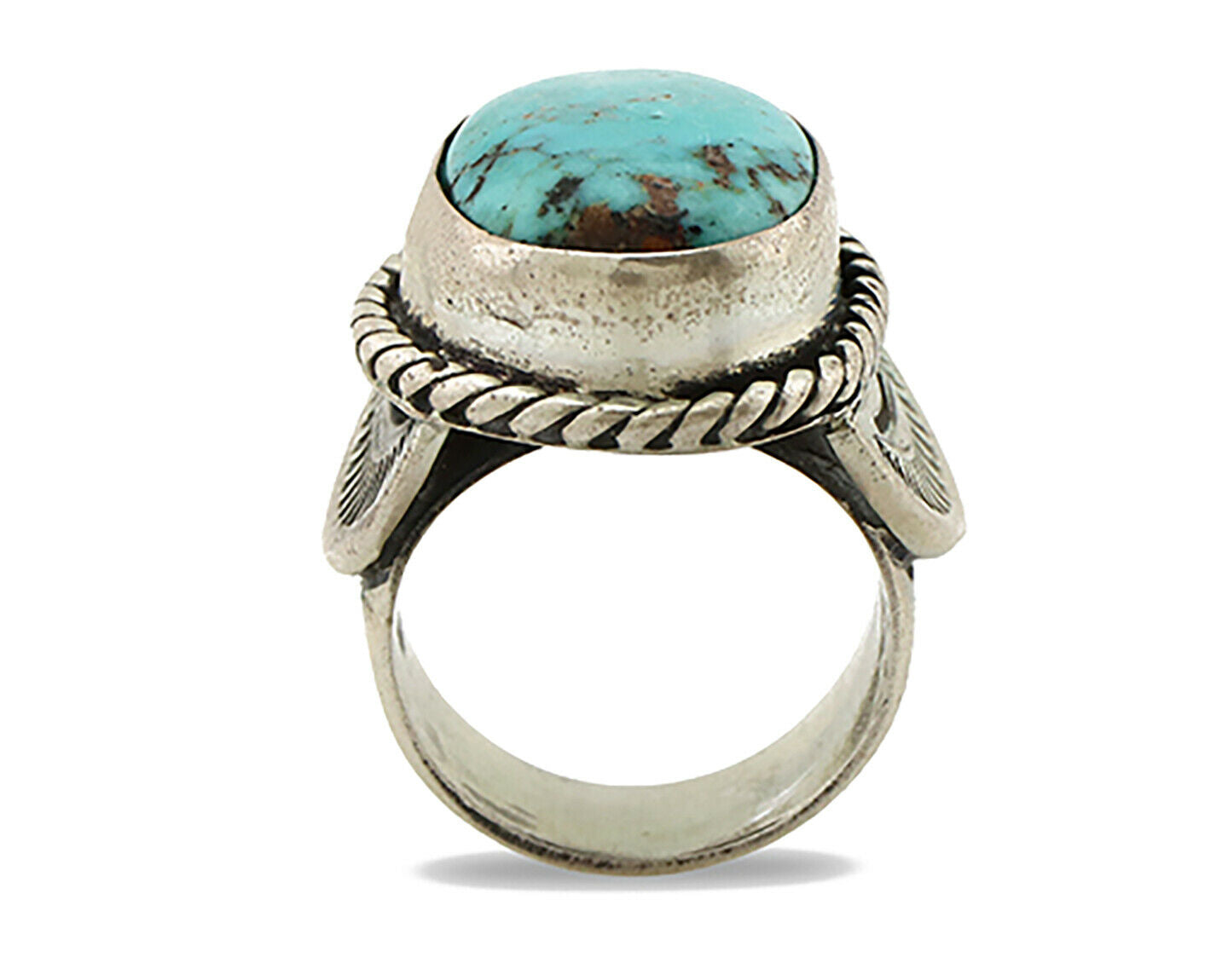 Navajo Ring .925 Silver Kingman Turquoise Artist Signed C Montoya C.80's
