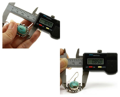 Navajo Earrings .925 Silver Southwest Turquoise Signed Calvin Peterson C.80