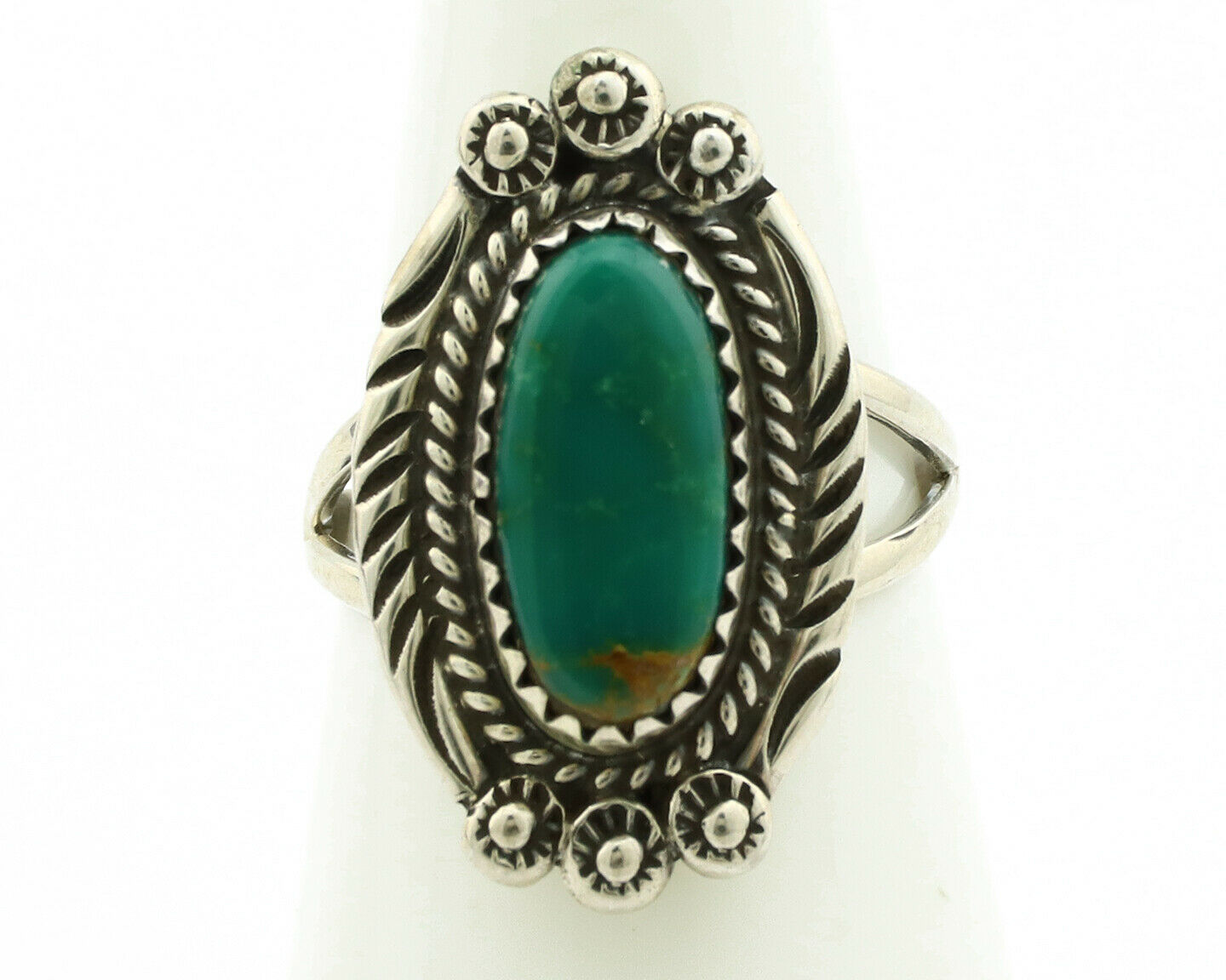 Navajo Ring .925 Silver Kingman Turquoise Native Artist C.1980's