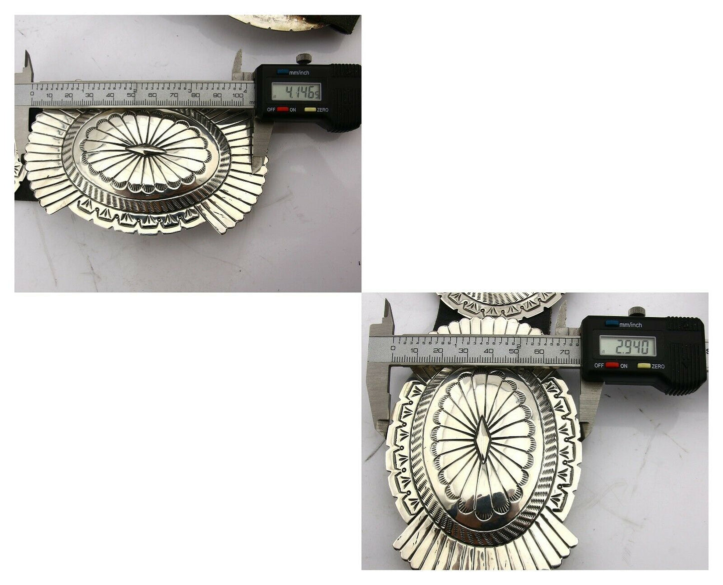 Navajo Concho Belt .925 Silver Hand Stamped Artist Suzie James C.80's