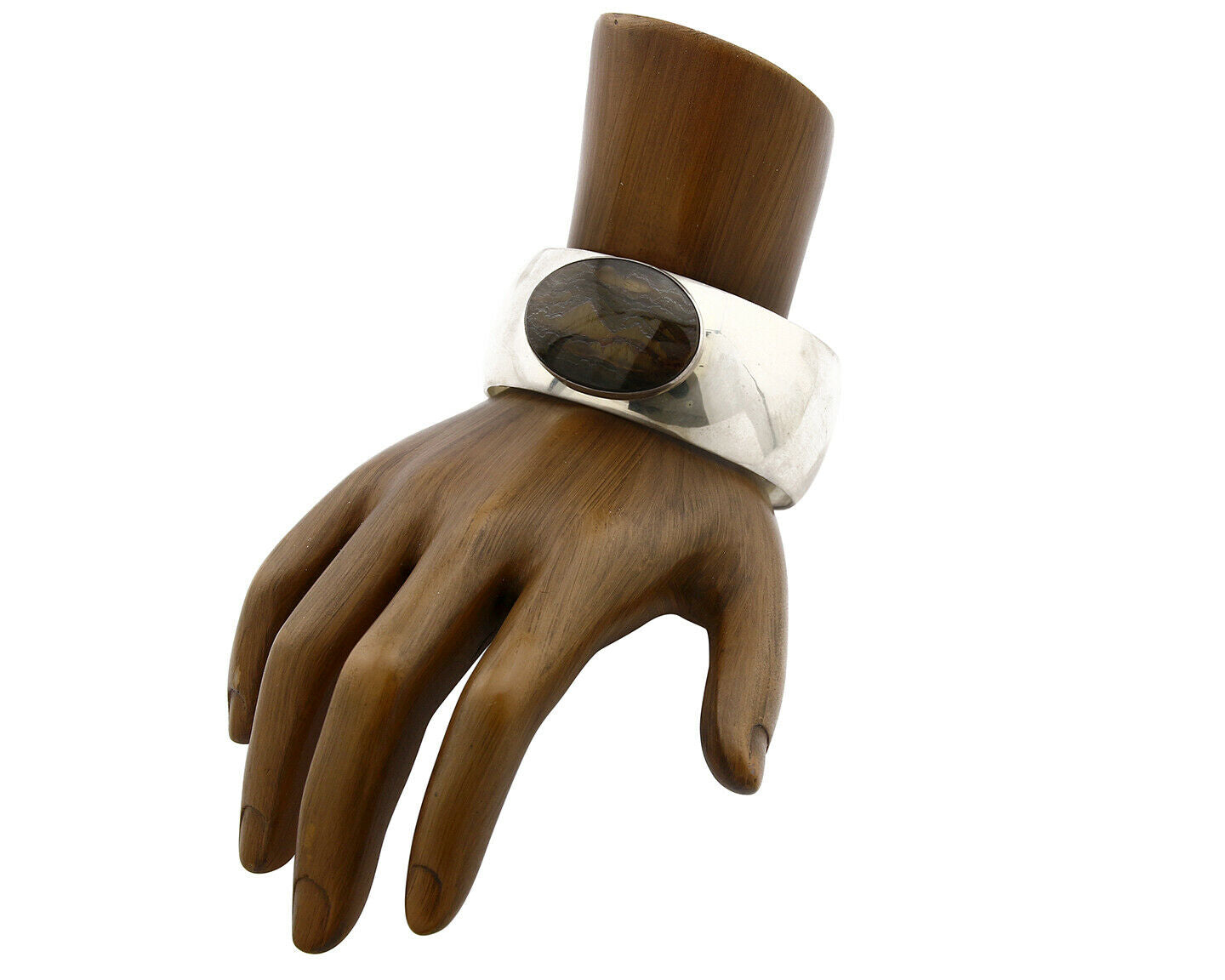 Santa Domingo Bracelet .925 Silver Picture Jasper Handmade Artist Signed C.80's