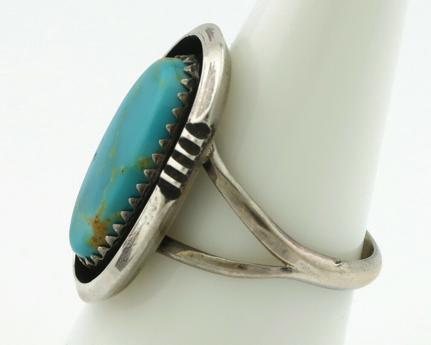 Navajo Ring .925 Silver Blue Turquoise Native American Artist Handmade C.80's