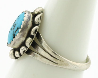 Navajo Ring .925 Silver Sleeping Beauty Turquoise Signed Sylvia Chee C.80's
