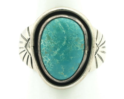 Navajo Ring .925 Silver Blue Gem Turquoise Artist Signed DZ C.80's