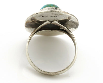 Navajo Ring .925 Silver Blue Gem Turquoise Native American Artist C.80's
