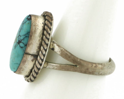 Navajo Ring 925 Silver Spiderweb Turquoise Native American Artist C.80's