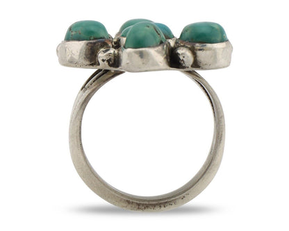 Navajo Ring .925 Silver Natural Blue Turquoise Artist Signed LP C.80's