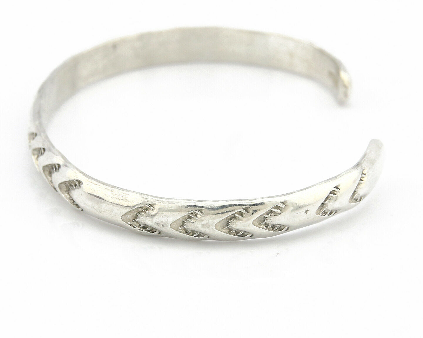 Navajo Bracelet .925 Silver Hand Stamped Arrow Head Artist Montoya C.80's