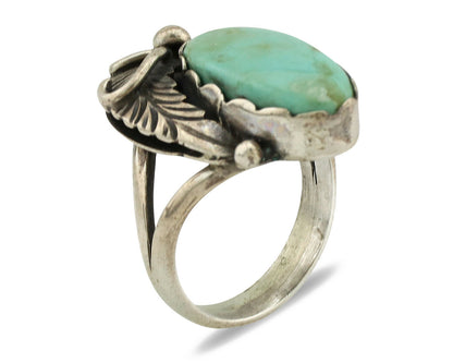 Navajo Ring .925 Silver Kingman Turquoise Native American Signed C.80's