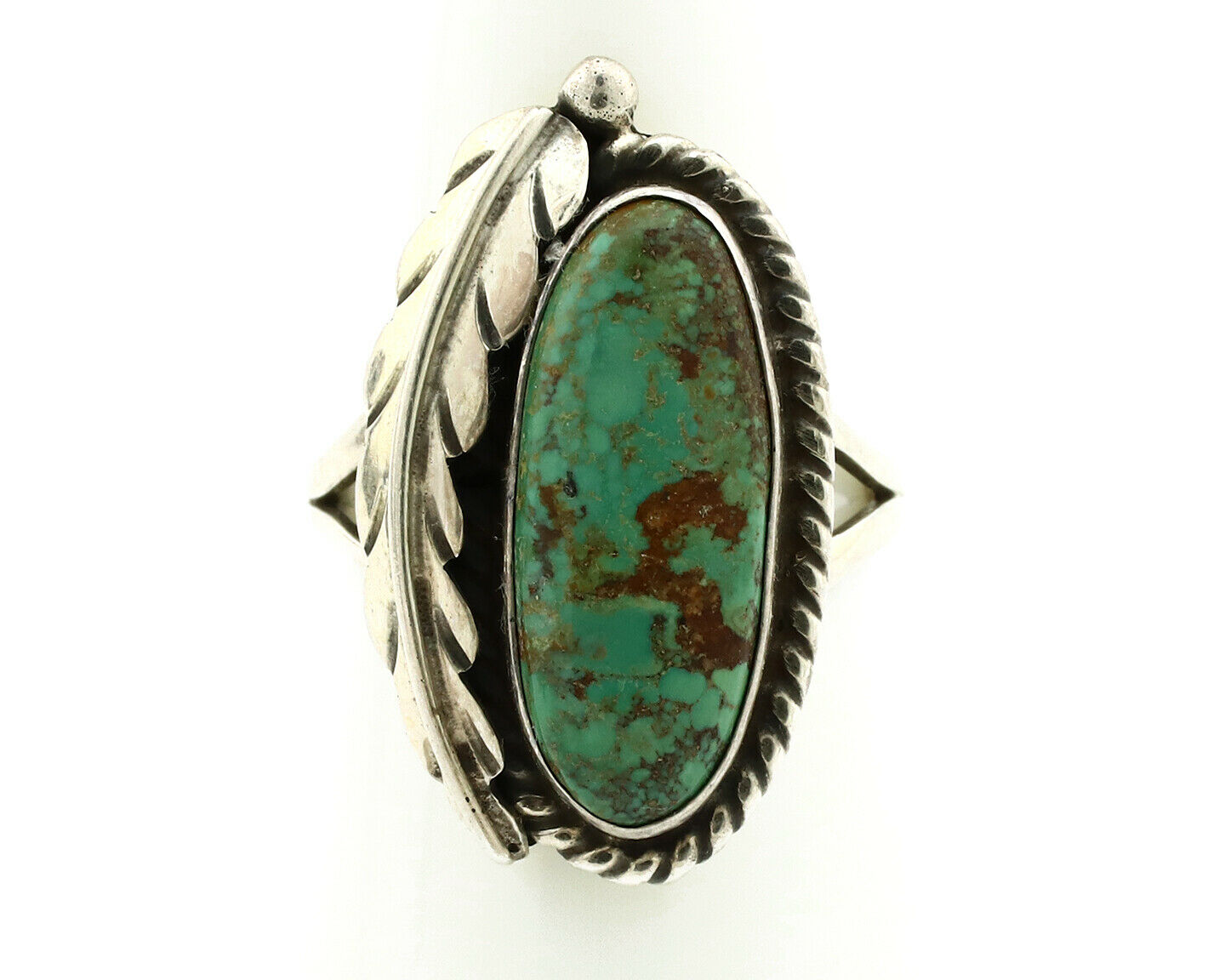 Navajo Ring .925 Silver Turquoise Mountain Signed Artist Apache C.80's