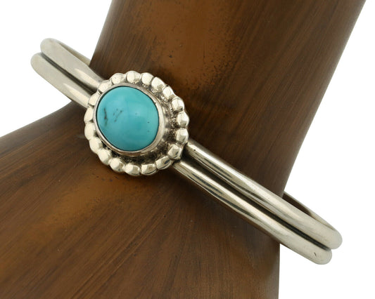 Navajo Bracelet .925 Silver Sleeping Beauty Turquoise Native American C.90's