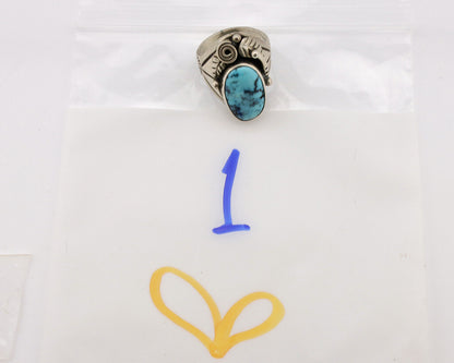 Navajo Ring .925 Silver Natural Blue Turquoise Native American Artist C.1980's