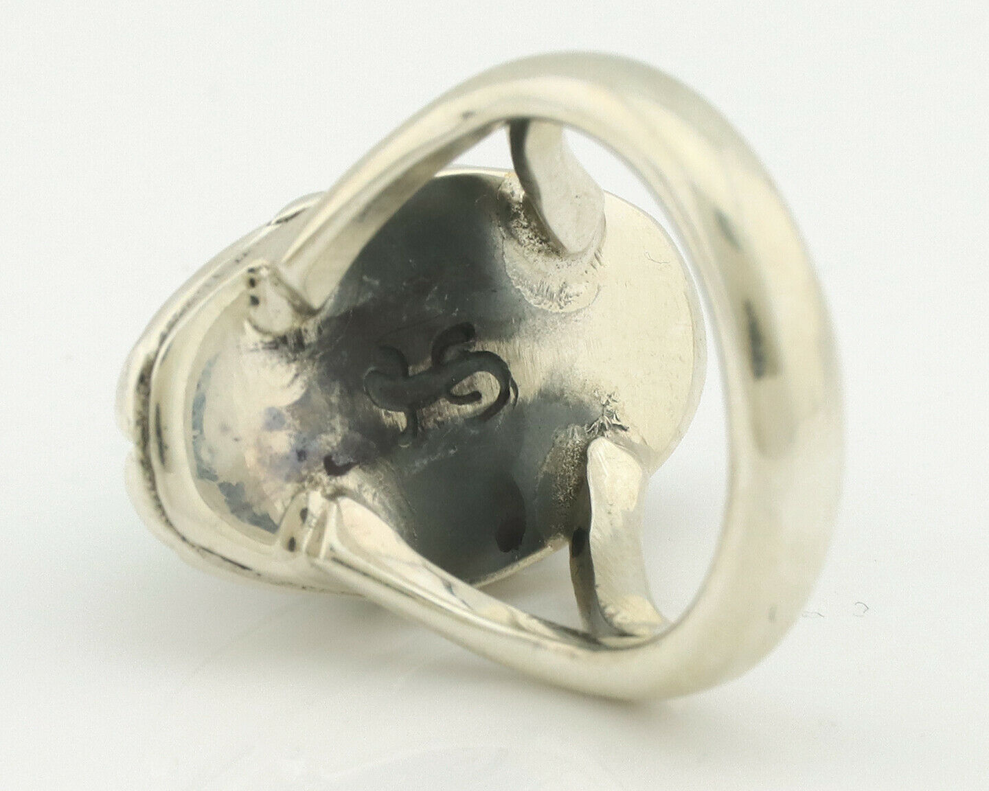 Navajo Ring .925 Silver Natural Mined Turquoise Artist Signed Gecko C.80's