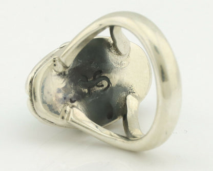 Navajo Ring .925 Silver Natural Mined Turquoise Artist Signed Gecko C.80's