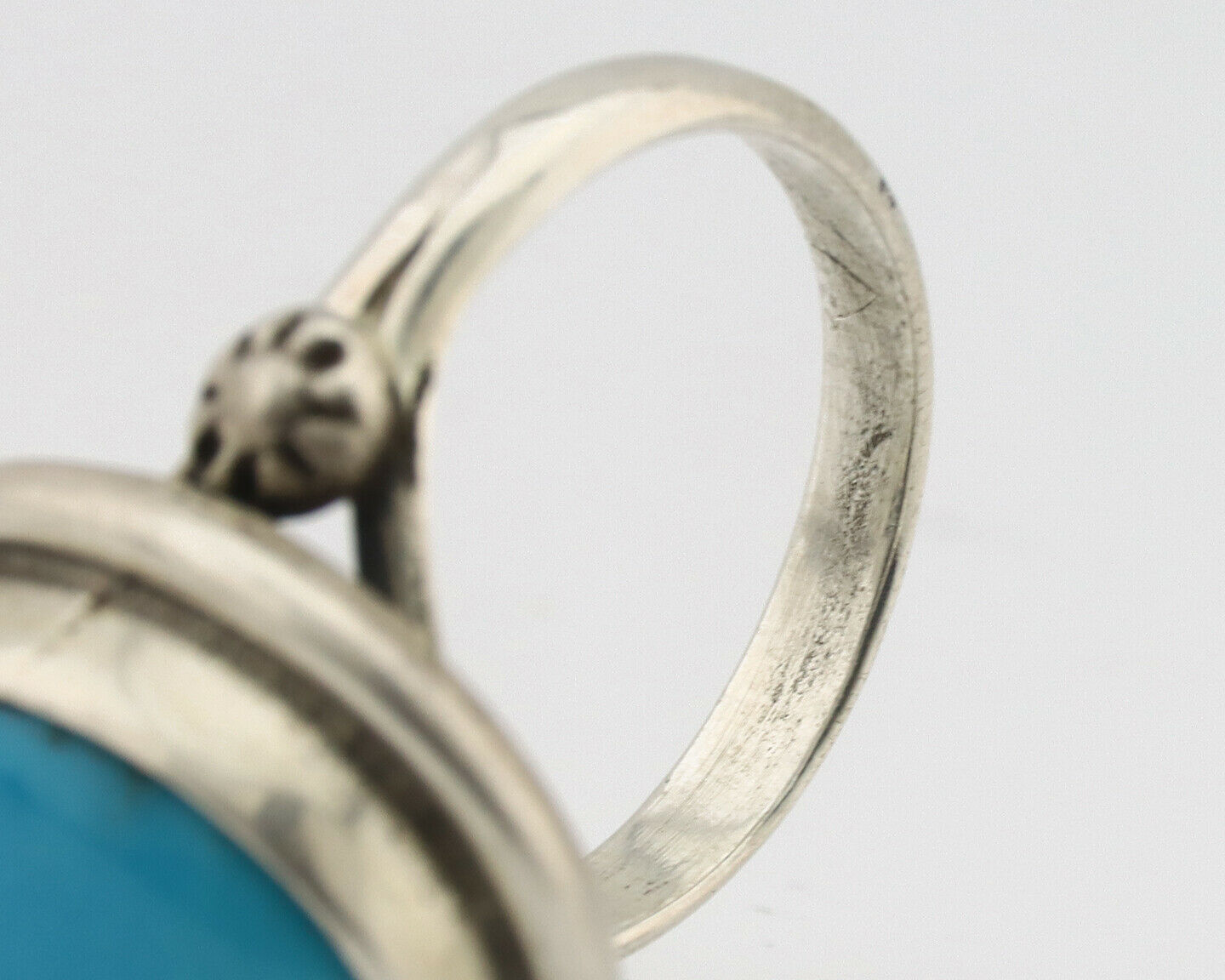Navajo Ring .925 Silver Natural Blue Turquoise Native American Artist C.1980's
