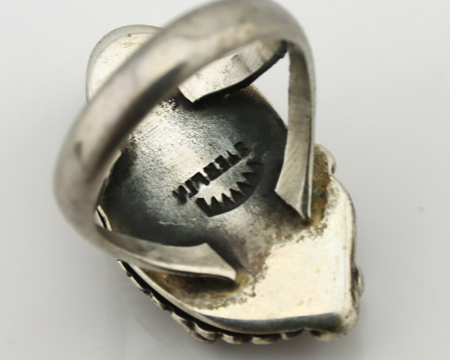Navajo Ring .925 Silver Kingman Turquoise Native American Signed C.80's