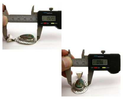 Navajo Pendant .925 Silver Royston Turquoise Signed Artist BC C.80's