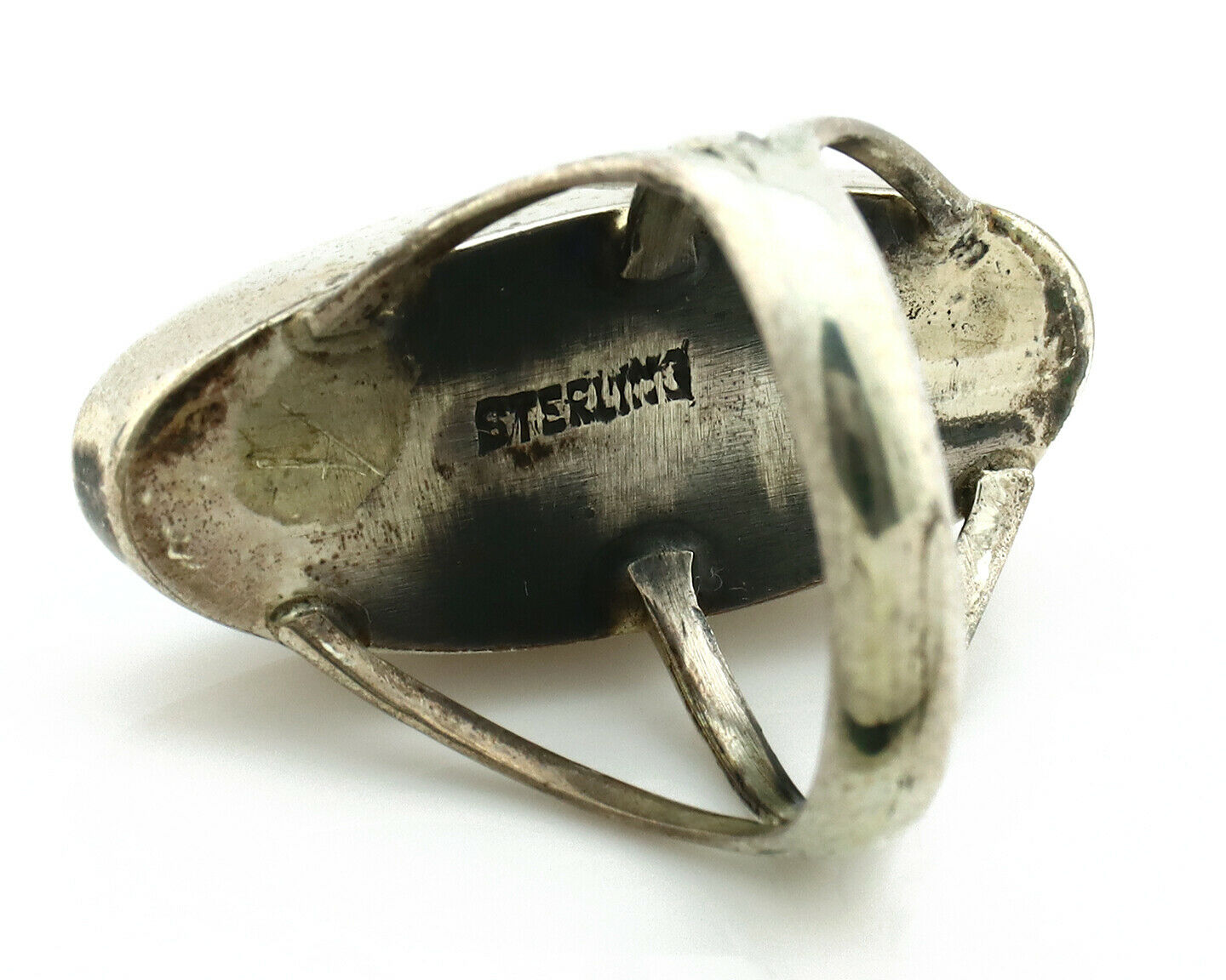 Navajo Ring .925 Silver Nevada Turquoise Native American Artist C.80's