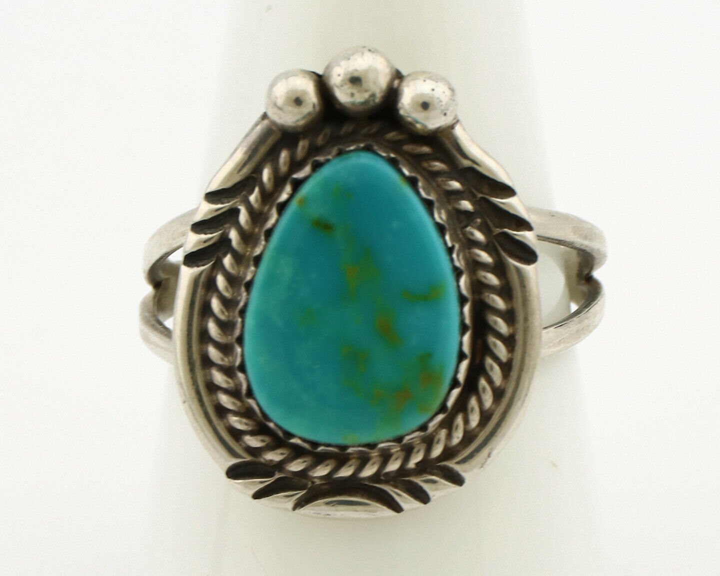Navajo Ring .925 Silver Kingman Turquoise Artist Signed A C.1980's