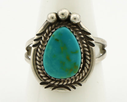 Navajo Ring .925 Silver Kingman Turquoise Artist Signed A C.1980's