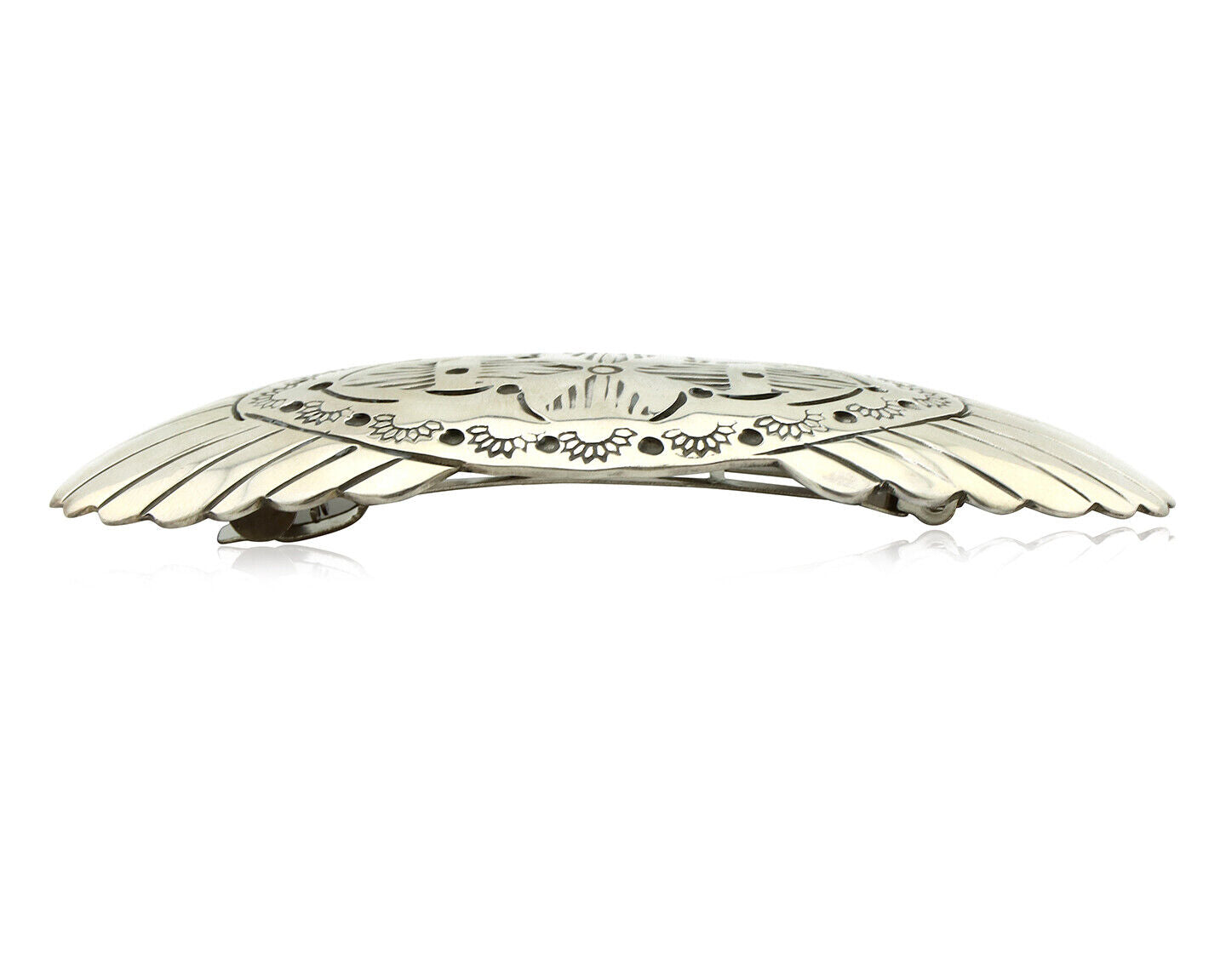 Navajo Hair Clip Barrette .925 Silver Hand Stamped Artist Signed C Montoya C80s