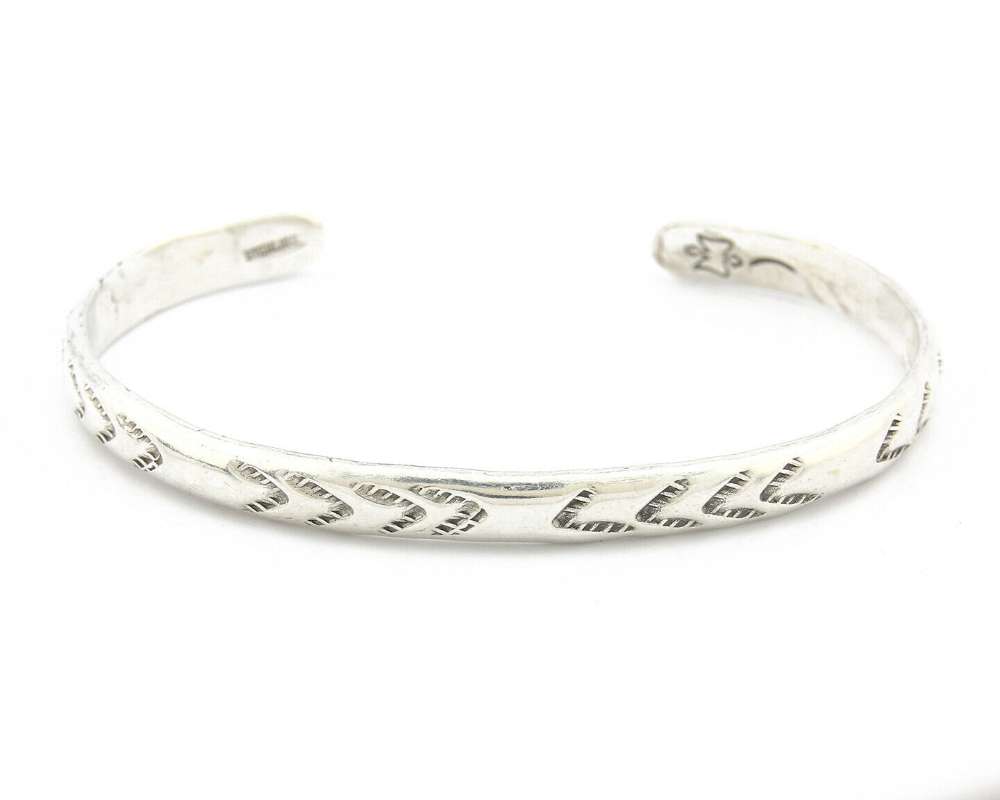 Navajo Bracelet .925 Silver Hand Stamped Arrow Head Artist I Montoya C.80's