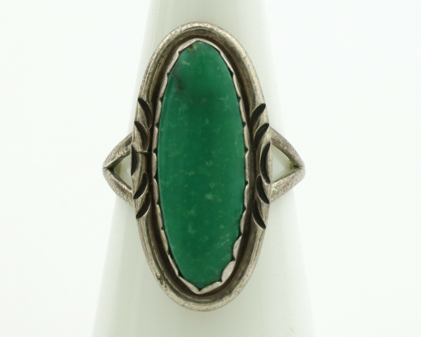Navajo Ring .925 Silver Kingman Turquoise Native American Artist C.1980's