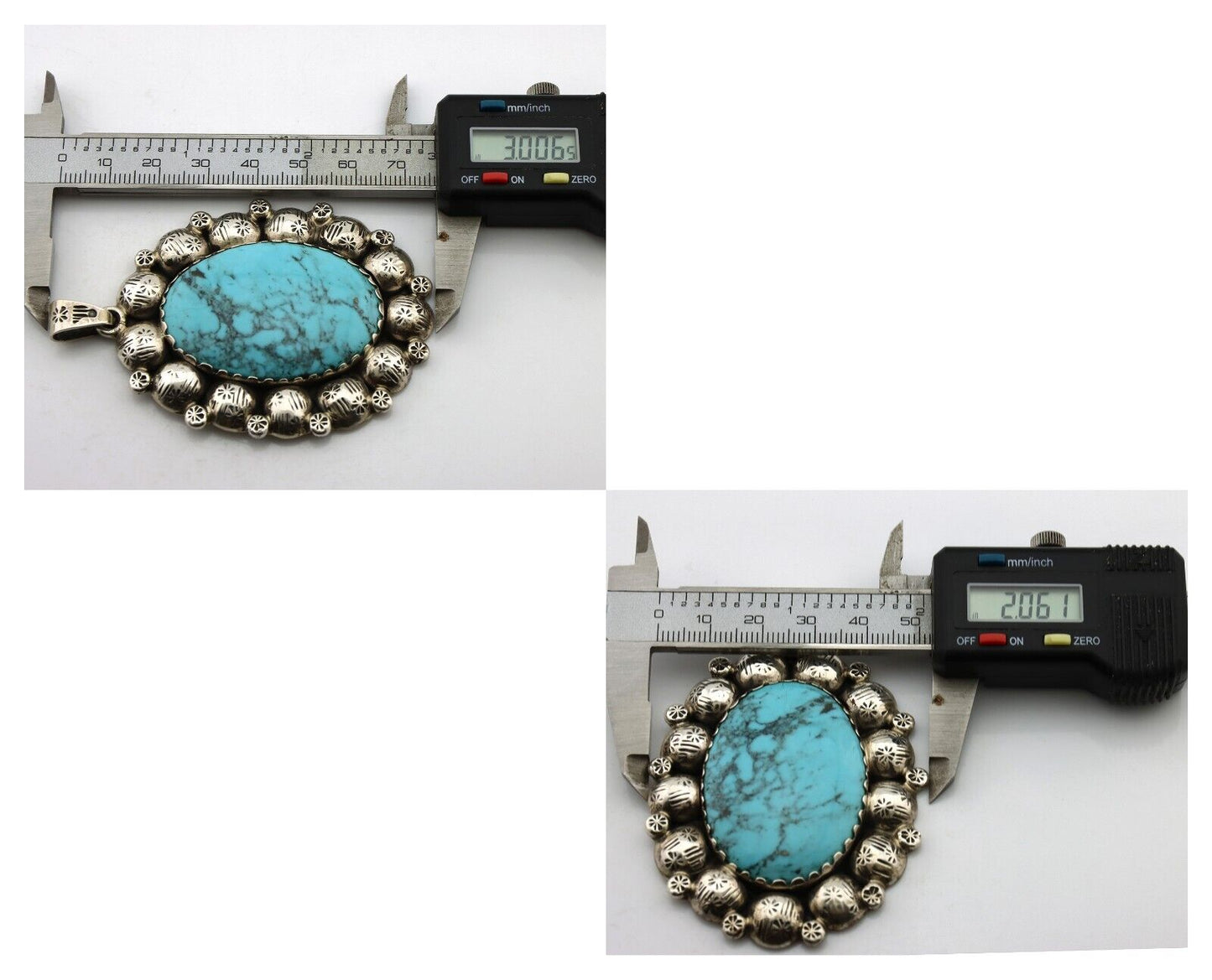 Navajo Necklace 925 Silver Blue Turquoise Artist Signed M & Cat C.80's