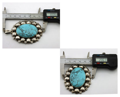 Navajo Necklace 925 Silver Blue Turquoise Artist Signed M & Cat C.80's