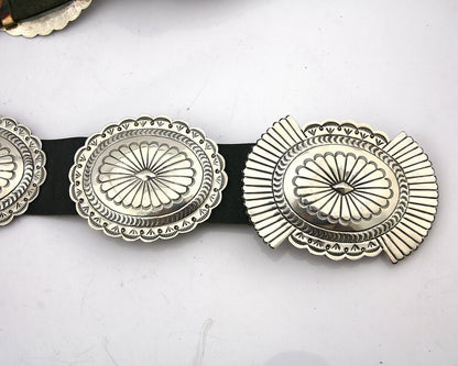 Navajo Concho Belt .925 Silver Hand Stamped Artist Susie James C.80's