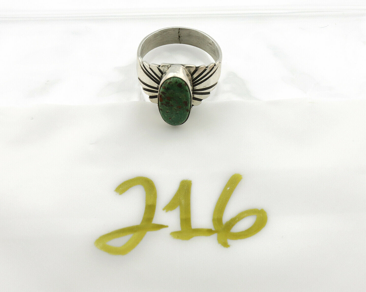 Navajo Ring .925 Silver Kingman Turquoise Artist Signed Apache C.80's