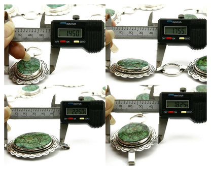 Navajo Concho Belt .925 Silver Turquoise Hand Stamped Signed JM C.80's