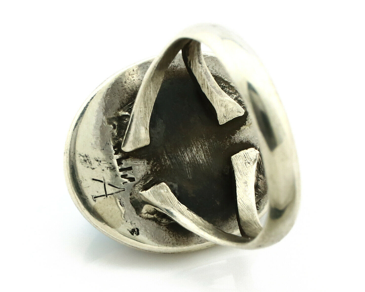 Navajo Ring .925 Silver Blue Turquoise Signed Artist Apache C.80's