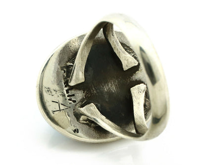 Navajo Ring .925 Silver Blue Turquoise Signed Artist Apache C.80's