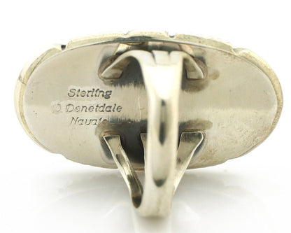 Navajo Ring 925 Silver Natural Malachite Artist Signed William Denetdale C.80's
