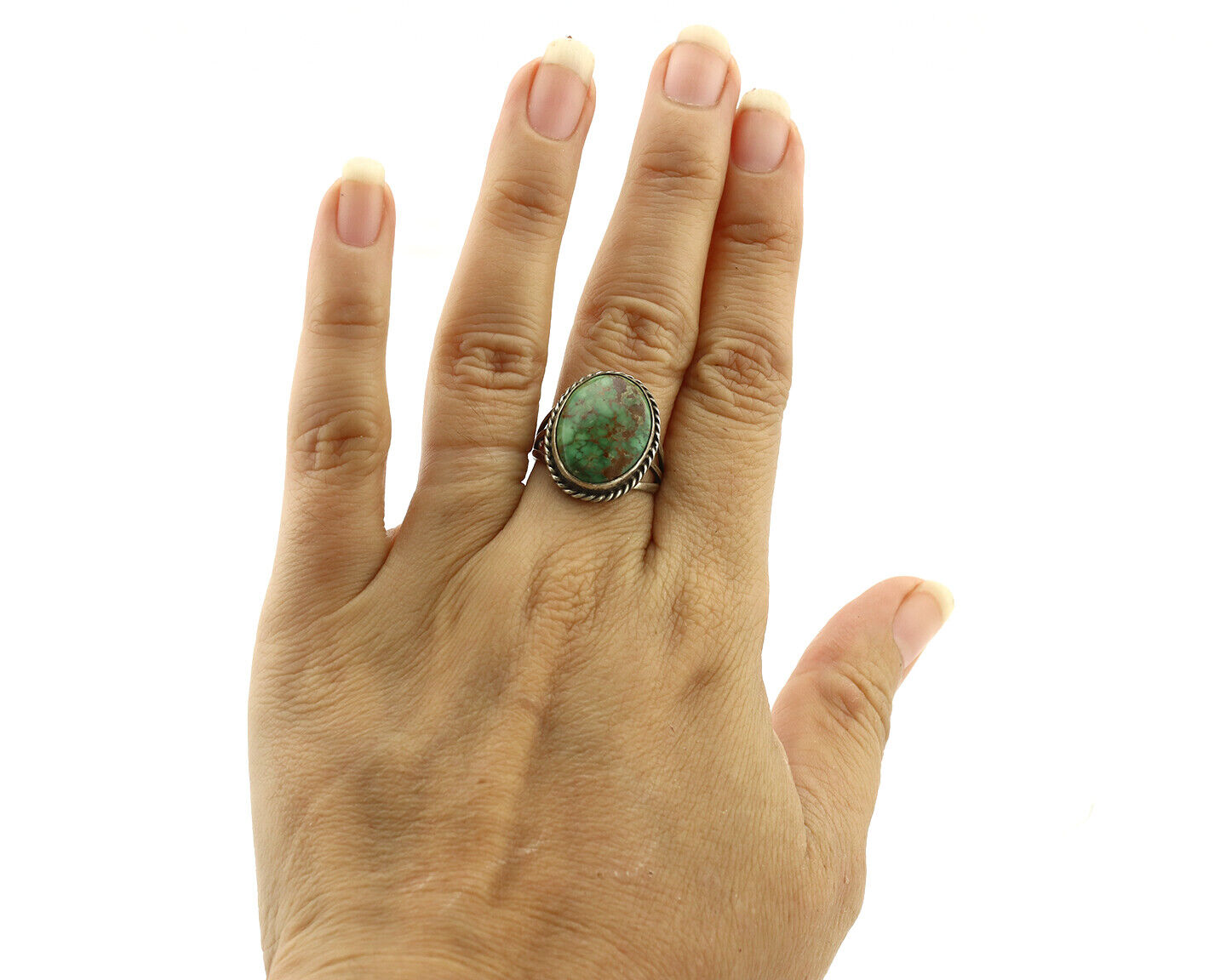 Navajo Ring 925 Silver Red Spiderweb Turquoise Native American Artist C.80's