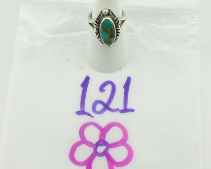 Navajo Ring .925 Silver Natural Mined Turquoise Artist Signed Gecko C.80's