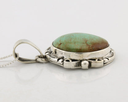 Navajo Necklace .925 Silver Kingman Turquoise Native American Signed C.1980's