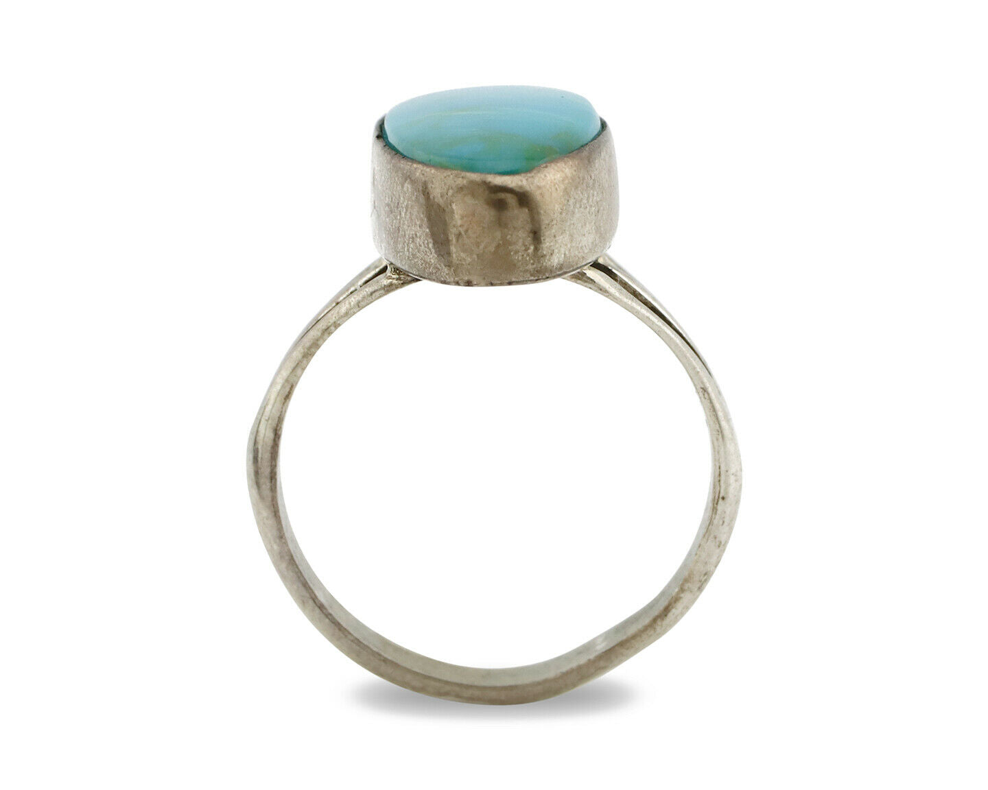 Navajo Ring .925 Silver Arizona Turquoise Native American Artist C80s