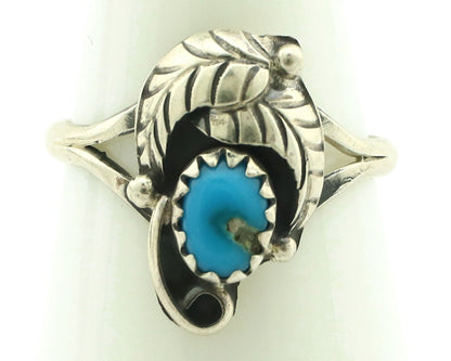 Navajo Ring .925 Silver Blue Gem Turquoise Native American Artist C.80's
