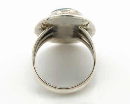 Navajo Ring .925 Silver Kingman Turquoise Native American Artist C.80's