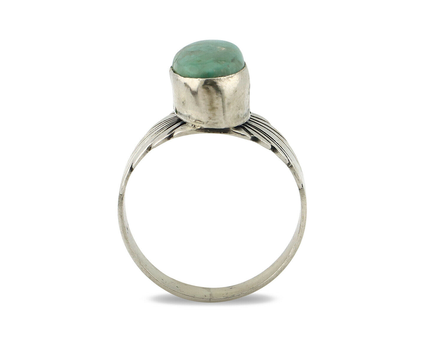 Navajo Ring .925 Silver Kingman Turquoise Artist Signed Apache C.80's