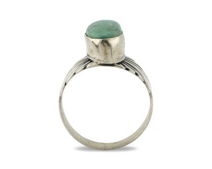 Navajo Ring .925 Silver Kingman Turquoise Artist Signed Apache C.80's