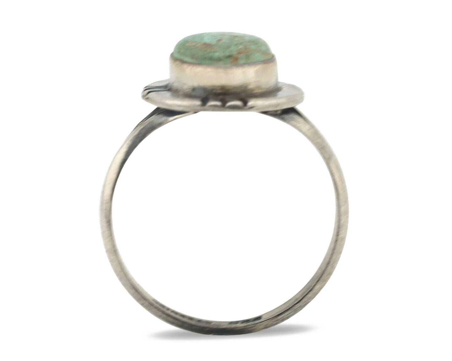 Navajo Ring .925 Silver Natural Mined Turquoise Native Artist Signed C.80's